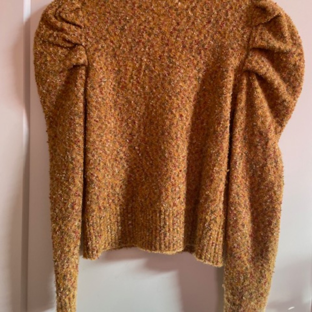 New Karl Lagerfeld sweater size XS in yellow / orange with puffy sleeves - Picture 7 of 10